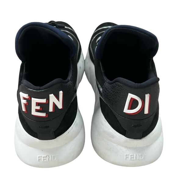 Fendi Men’s Neoprene Printed Blue/White/Silver Slip-On Sneakers - Picture 2 of 10